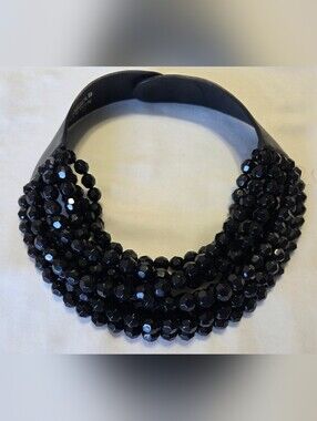 Fairchild Baldwin Black Multi-Strand Faceted Bead Collar Necklace
